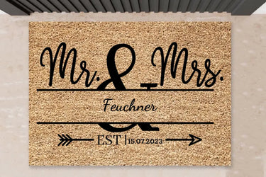 Mr&Mrs - Personalisierte Fußmatte zur Hochzeit - Für Ehepaare, Braut & Bräutigam - 02